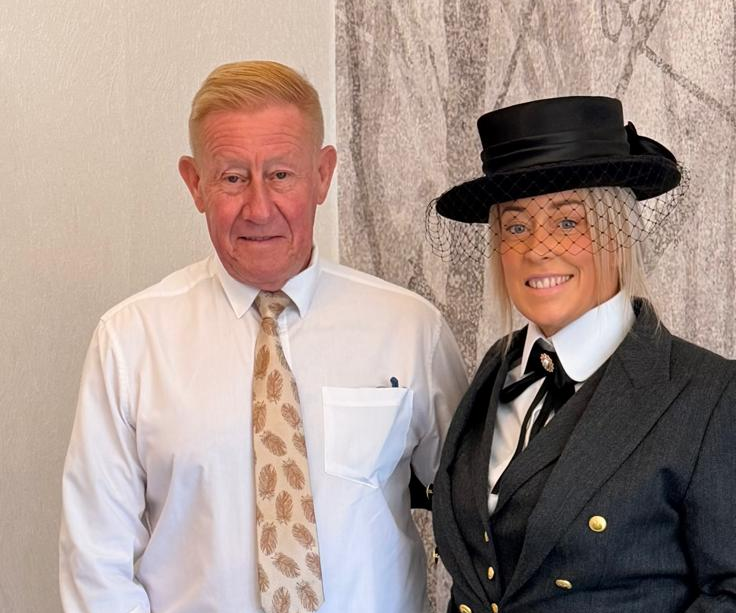Phil, funeral carriage specialist, with Claire at Hope Funeral Care